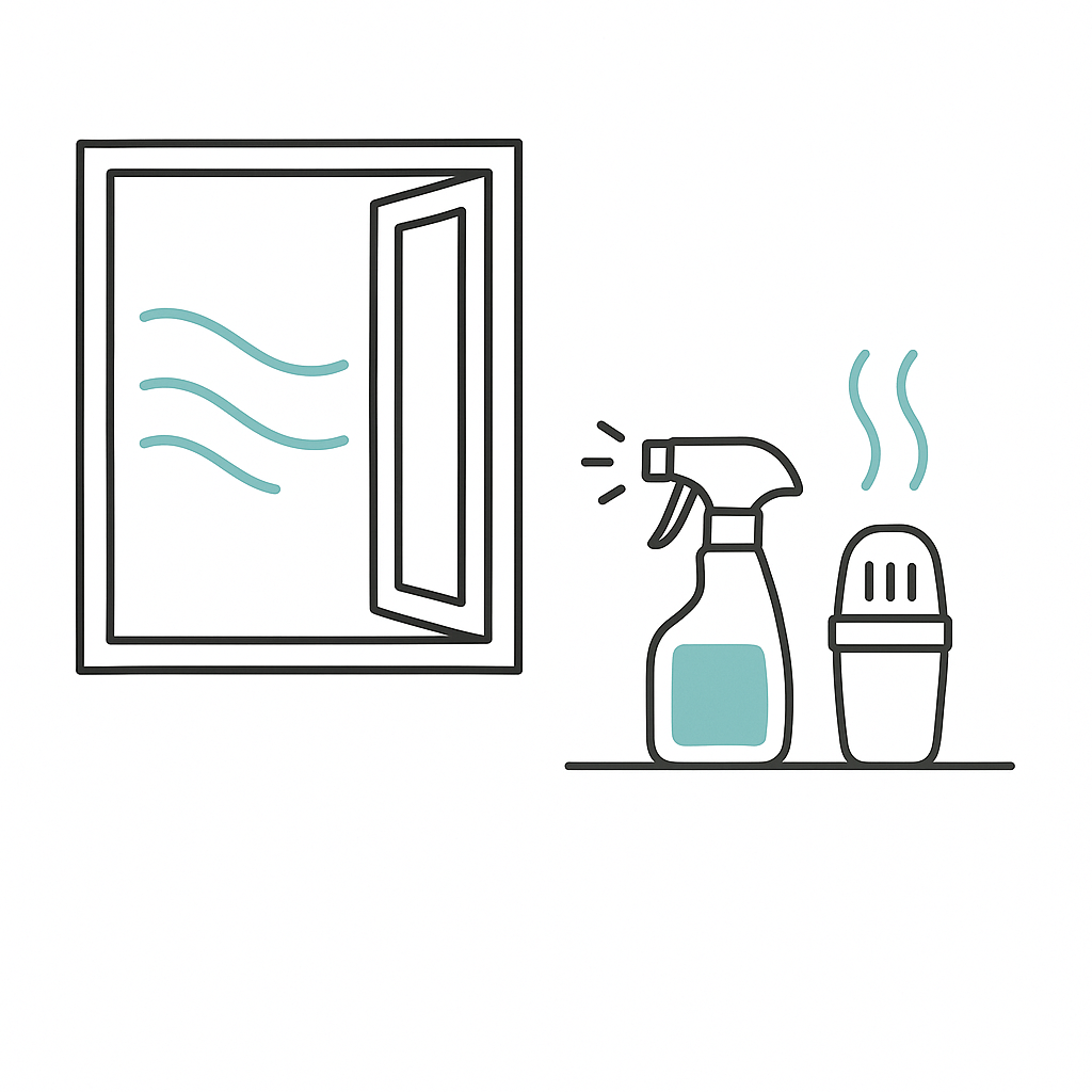 換気と消臭を表す線画イラスト